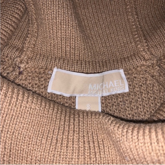 Michael Kors Waffle Knit Sweater Camel Cowl Neck - Picture 4 of 11